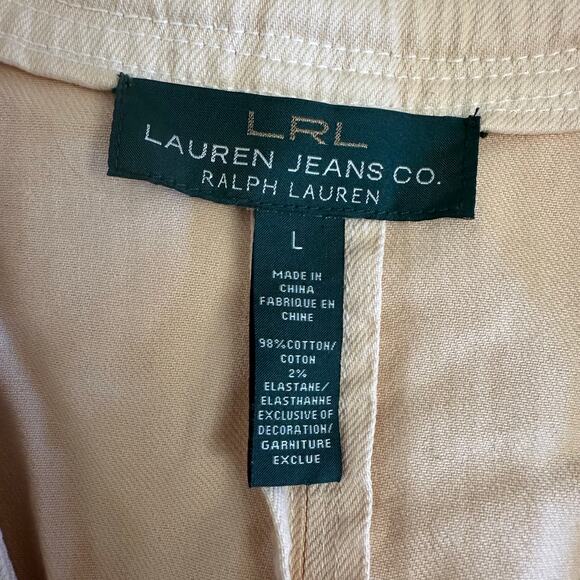 Lauren Jeans Co Ralph Lauren Lace Trim Jacket L Peach Boho Romantic Cotton - Picture 2 of 9